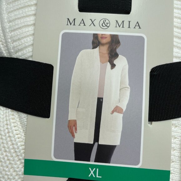 NEW Max & Mia Women's XL Ivory Open Front Cardigan Sweater 100% Cotton - Picture 9 of 12